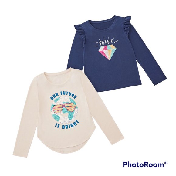 Set-Members Mark Girl's Long Sleeve 2 Pack My Favorite Tee - Picture 1 of 9